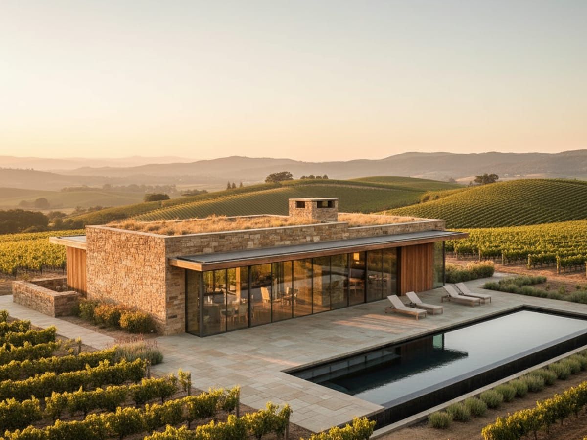 Estate guest house with vineyard views